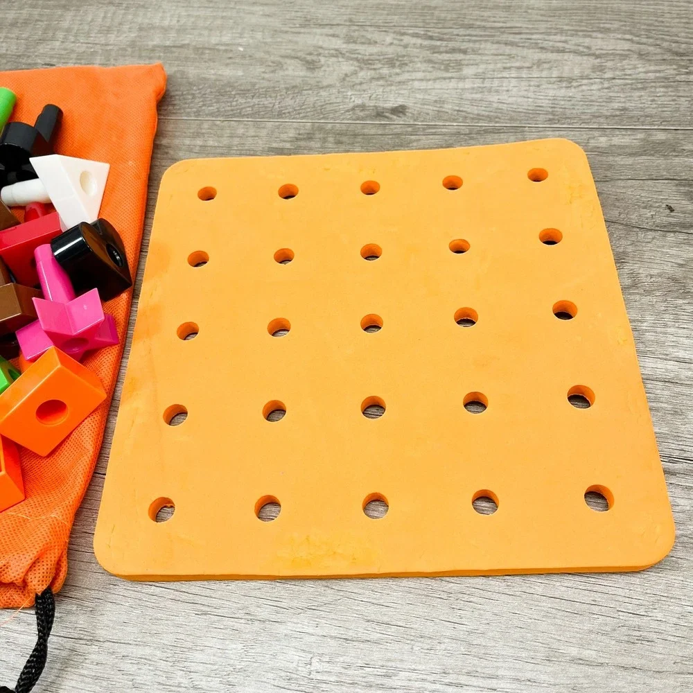 Skoolzy Peg Board Set 35 Pegs Montessori Toddler Shapes Toy with Bag